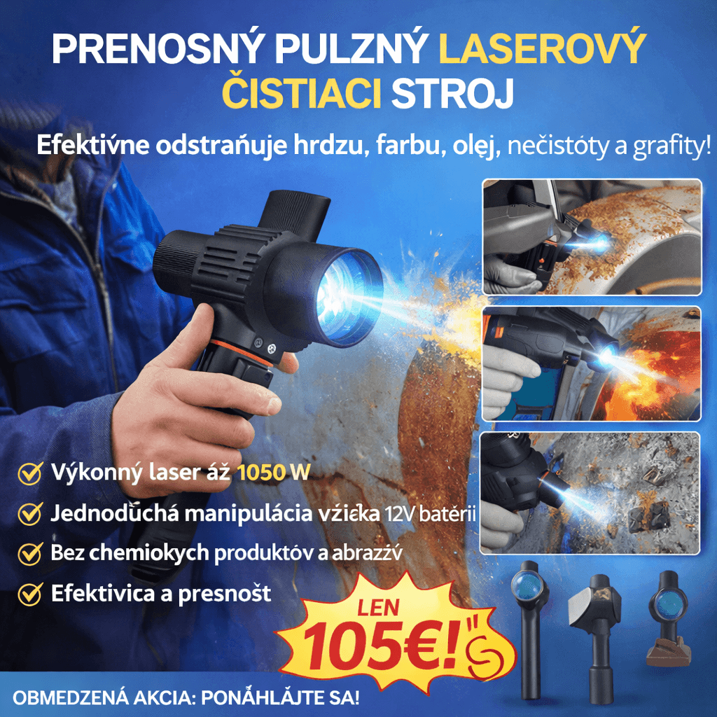 Prenosný laserový pulzný čistiaci stroj, vhodný na kovovú hrdzu, farbu, olejové škvrny, graffiti, opravy áut atď.